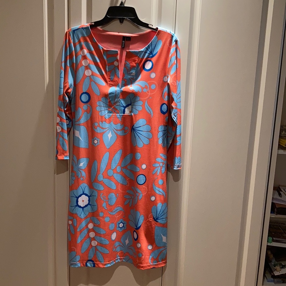 Tropical floral midi dress M